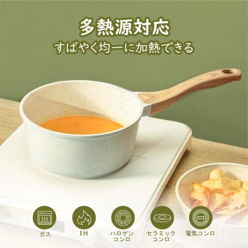 sensarte 18cm Ceramic Saucepan, PFAS-Free, Non-Stick, Induction Cooktop, Single-Serving, Milk Pan, Easy to Clean, with Lid