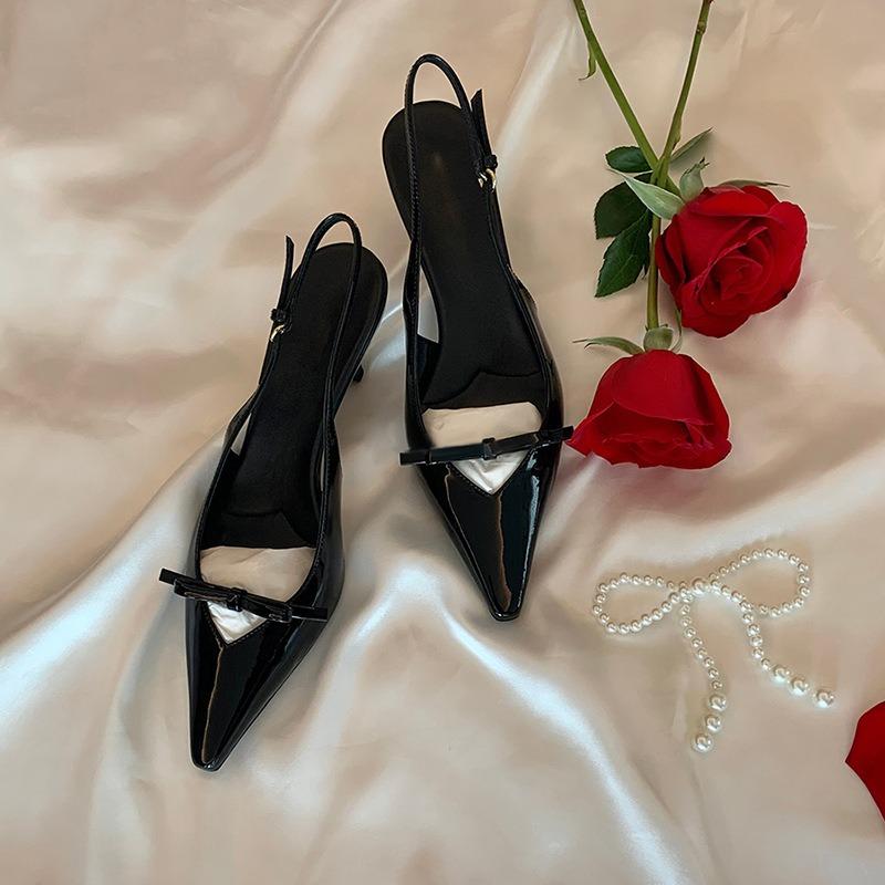 Sheepskin version~ Naked pink high heels women's pointed heads, thin heels, not tired feet, bag head sandals, summer bows