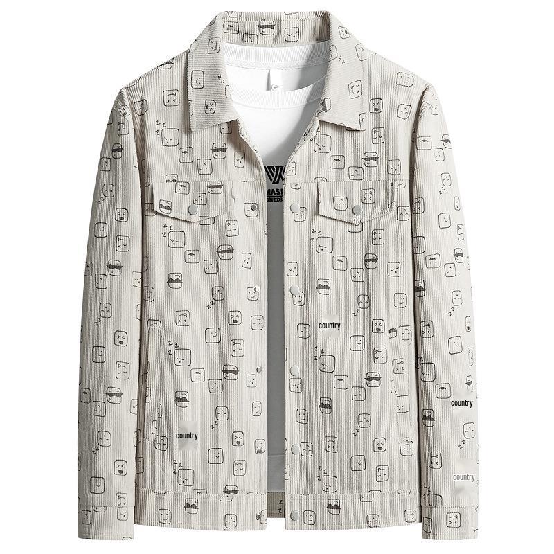Plus Size Men's Trendy Corduroy Jacket - Spring/Autumn 2025, Loose Fit