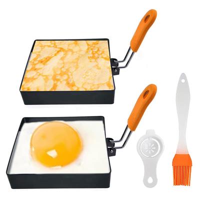 3/4 Stück Quadratischer Ring zum Eierbraten 4 Zoll Pfannkuchen Kochringe Omelett Maker Antihaft Edelstahl Spiegelei Ring Pfannkuchenform