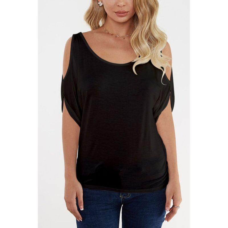 Off-the-Shoulder Summer Fashion Solid Color Slim Fit T-shirt Top