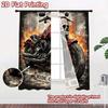 2D FLAT PRINTING 2pcs Curta (Without Rod) Skull Motorcycle Flames Modern Creative Curta Versatile Durable Polyester