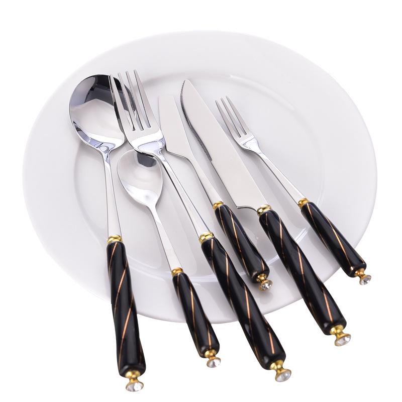 Western Cutlery Stainless Steel Ceramic Handle Knife & Spoon Set