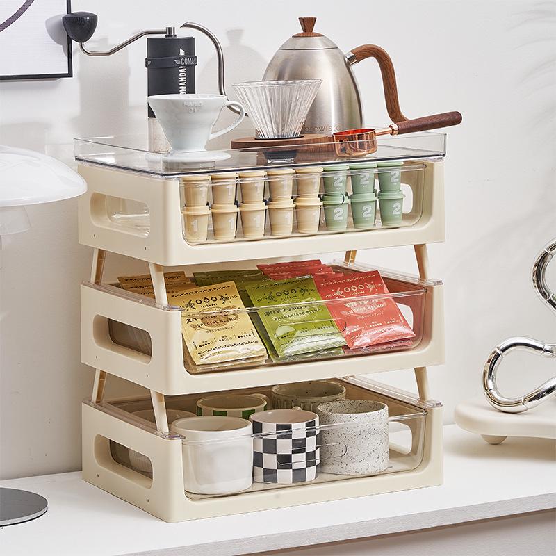 Desktop Storage Rack and Cup Holder for Tea and Coffee Accessories