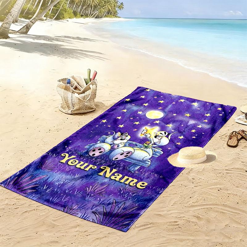 Diddl Custom Name Print Beach Towel, Large Soft Quick Dry Towel for Beach Camping Swimming