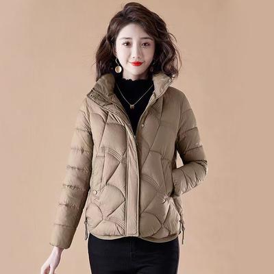 Down Padded Jacket Women's Short Winter Casual Warm Padded Jacket All-match Western Style Rhombic Small Padded Jacket