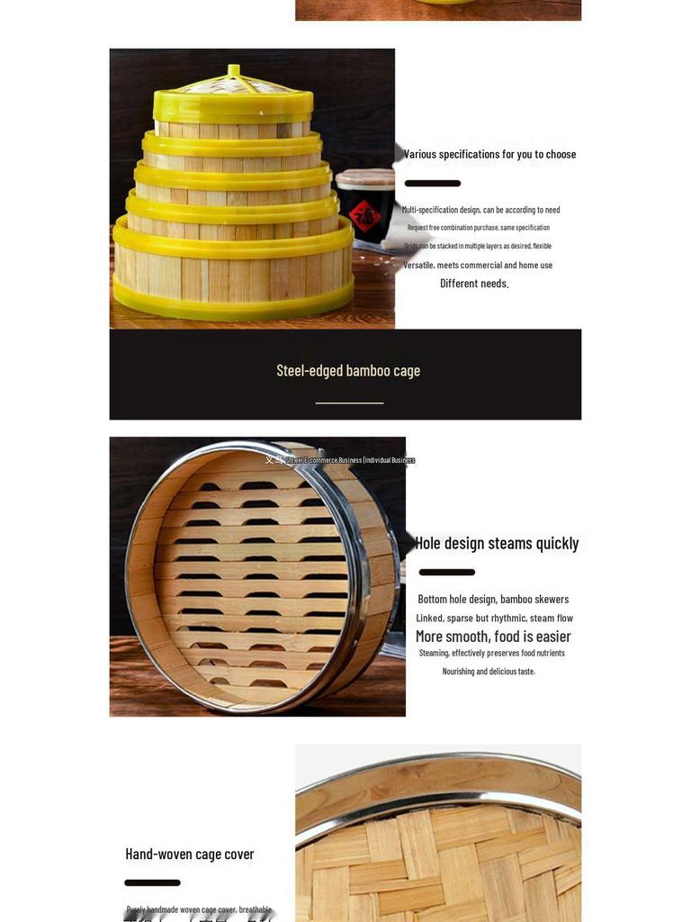 Multi-Layer Bamboo & Stainless Steel Steamer Set: Household & Commercial Use