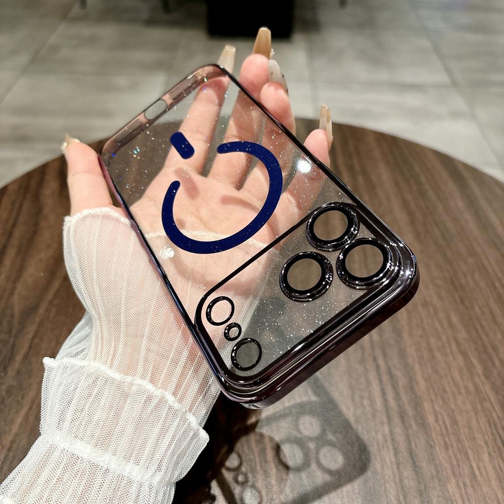 Electroplating PC Glitter for IPhone 17promax Phone Case Magnetic Suction for Apple 16 with Lens Film 15 Protective Cover