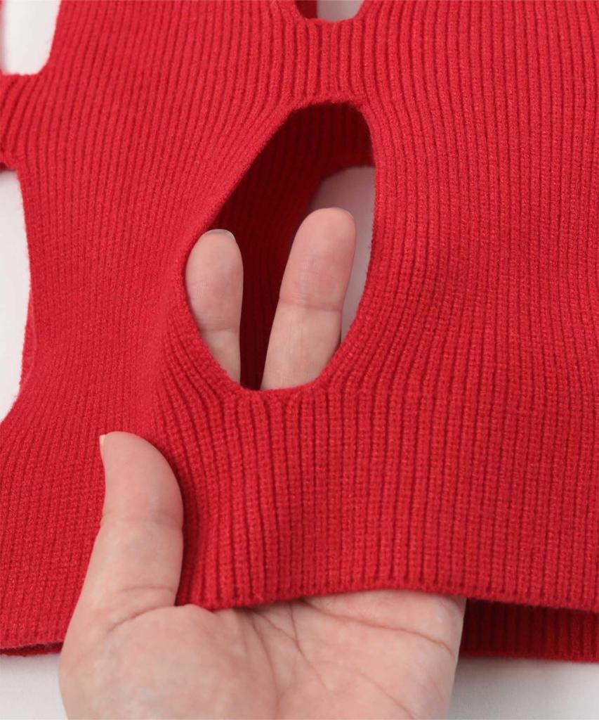 miette Cutout Design Knit REXX1061 Free Size Red Women's