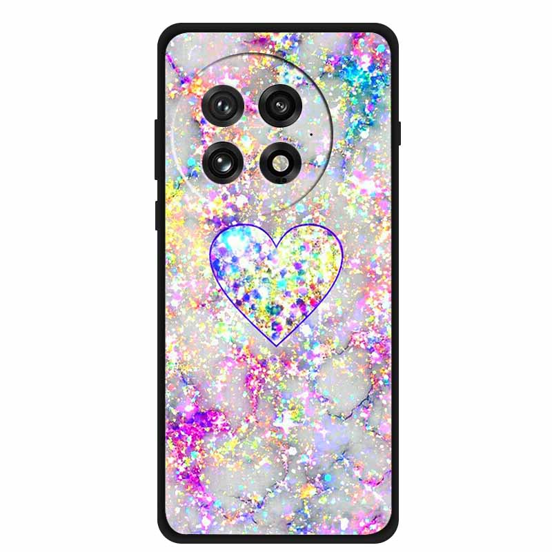 Funda For OnePlus13 5G Case OnePlus 13R Black Silicone Soft Flower Fashion TPU Back Cover For OnePlus13 13R Case Protective Capa
