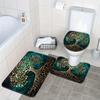 3er Set Pflanzen-Serie Nacht Großer Baum Muster Badezimmer-Matten-Set Toiletten-Sitzbezug U-förmige Fußmatte