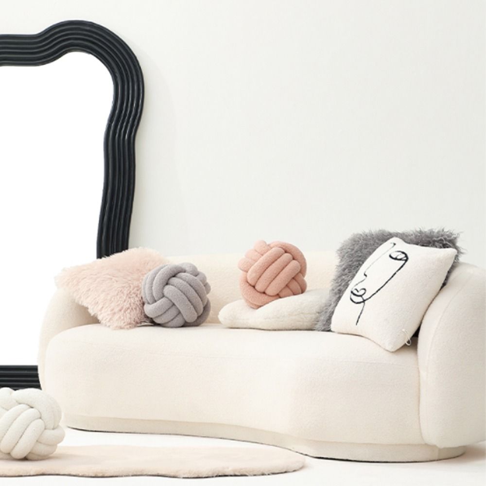 Waist Protective Lamb Velvet Home Decor for Bathroom Throw Pillow Cushion Knotted Ball Backrest