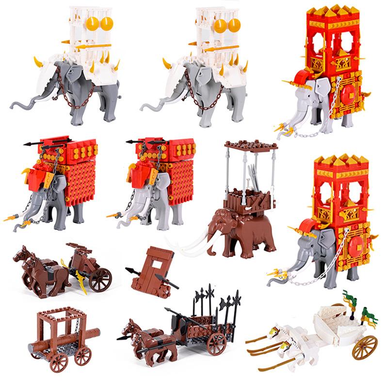 Military-Style Superior-Grade Moc First-Class Middle Ages War-Horse High-Standard Chariot Premium-Quality War Top-Grade Elephant High-Standard