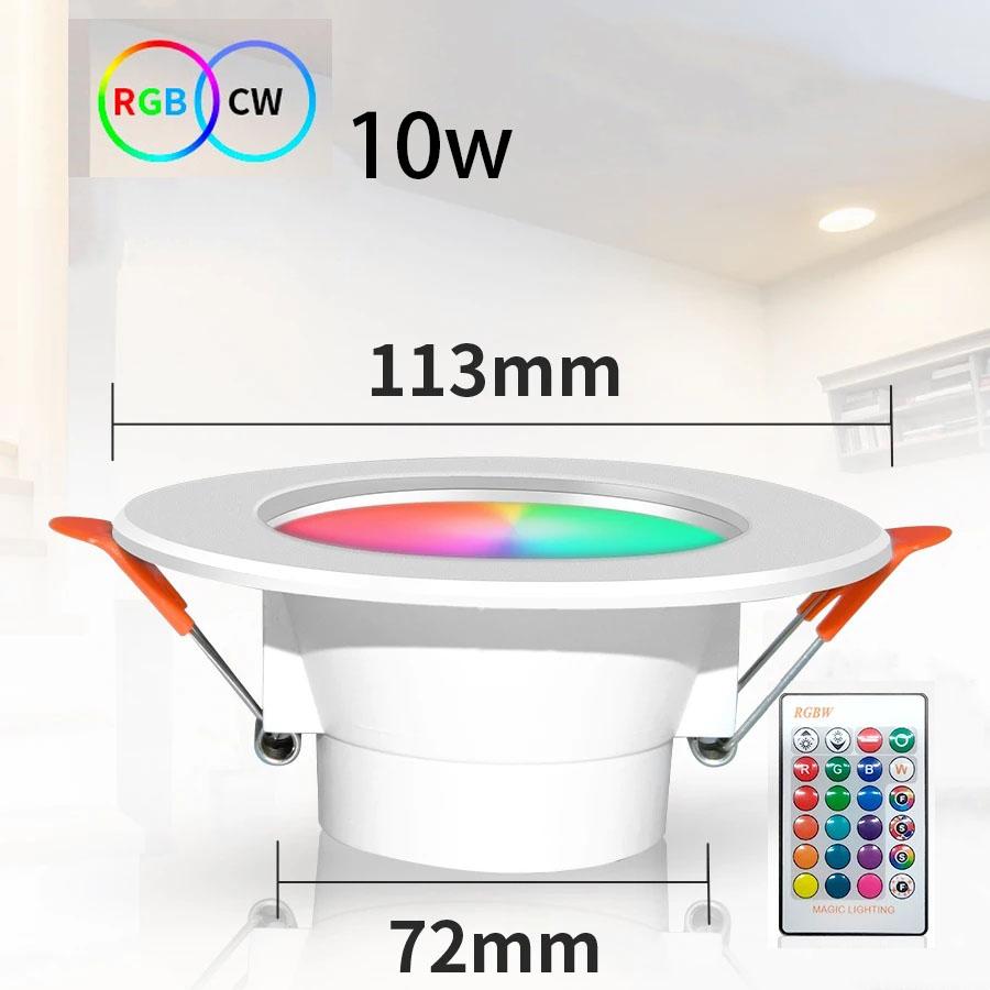 10/15W Smart LED Downlight,RGB Color Dimmable Changing Recessed Ceiling Light w/RF Remote Control,Easy Install Lamp for Bedroom