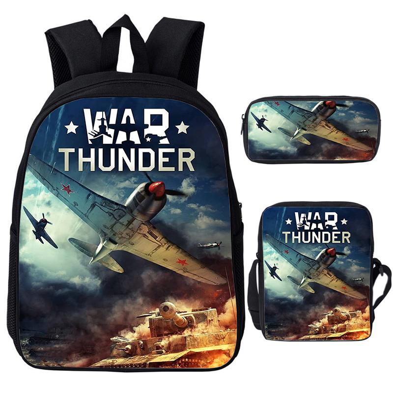 3 stuks Set Spel Anime War Thunder Schooltassen Vecht Tanka Print Rugzakken voor School Tiener Meisjes Jongens World of Tanks Rugzak