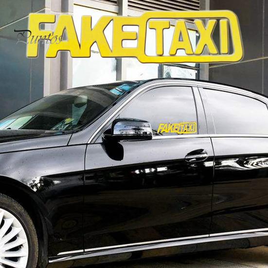 Funny Car Sticker FAKE TAXI Drifting Fake Taxi Sign Race Auto Vehicle Decal Decoration