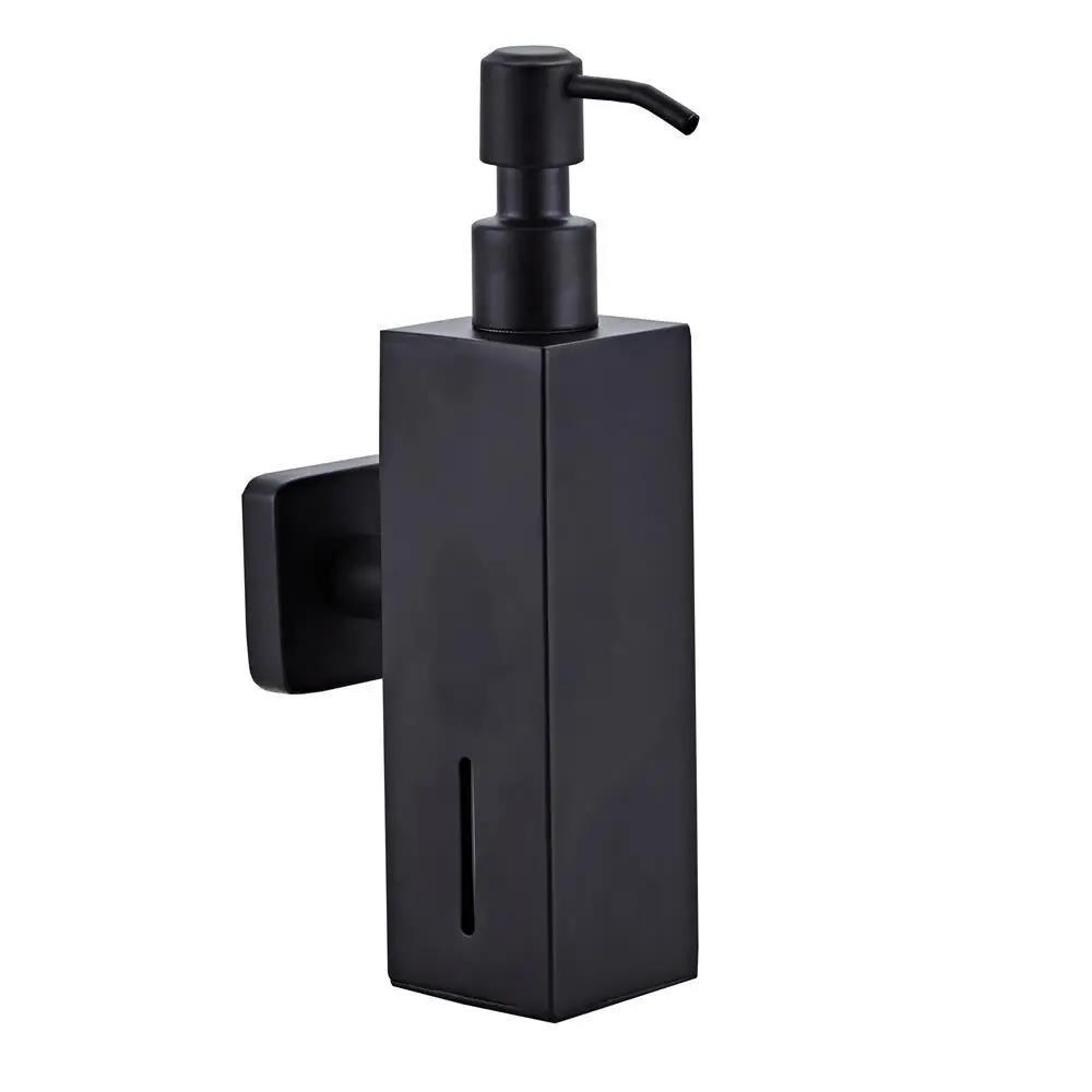 Dispenser per Sapone Liquido Acciaio Inossidabile 304 Nero Spazzolato Quadrato Circolare Dispenser Manuale per Sapone Dispenser per Sapone da Bagno Hotel