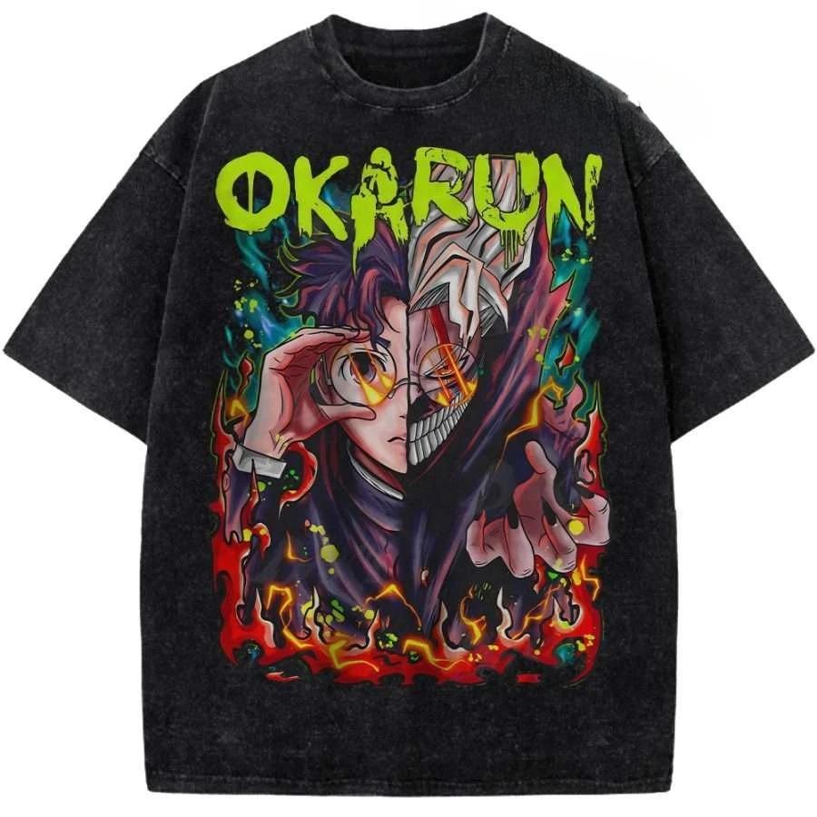 Funny Animen Dandadan Print Tshirts Men Women Washed Vintage Tees Hip Hop Fashion Oversized Street Short Sleeve Harajuku Tops