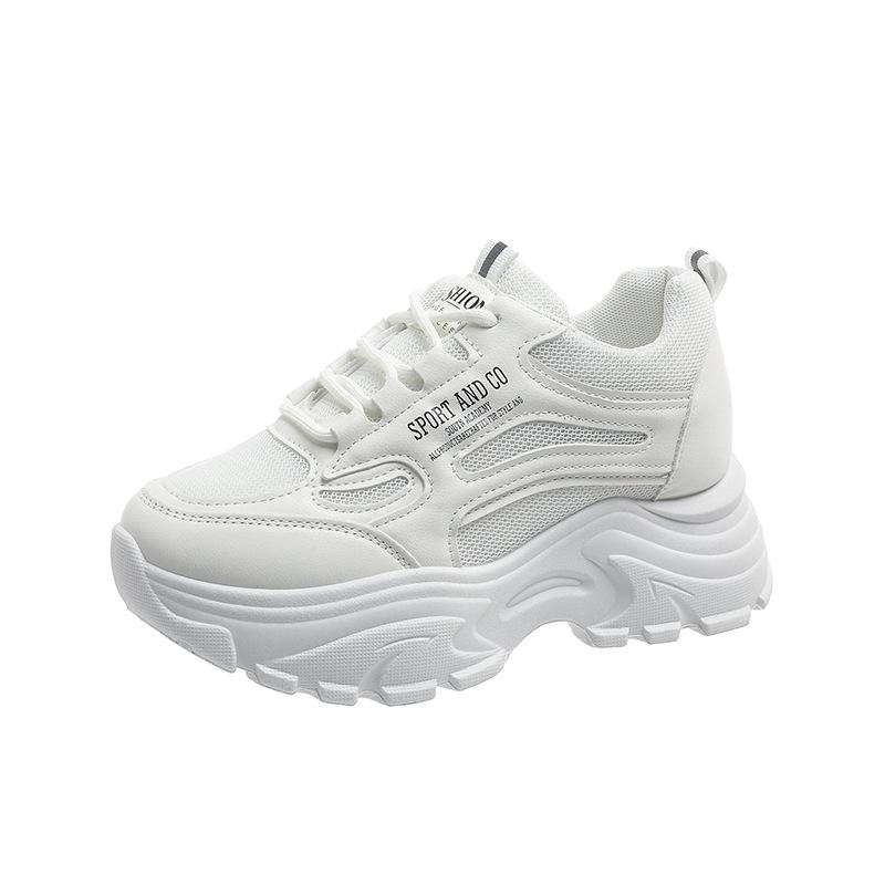 

Туфли для папы из иностранной торговли женские ins tide весна и осень 2025 новые спортивные сетчатые дышащие маленькие белые женские туфли на толстой подошве 35 белый