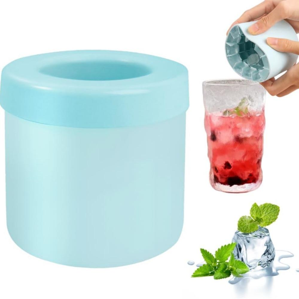 Ice Grid Cube Making Mold Silicone Cylinder Pinch With Lid Ice Bucket For Home Bar Diy Refrigerator Ice Making Easy Demolding