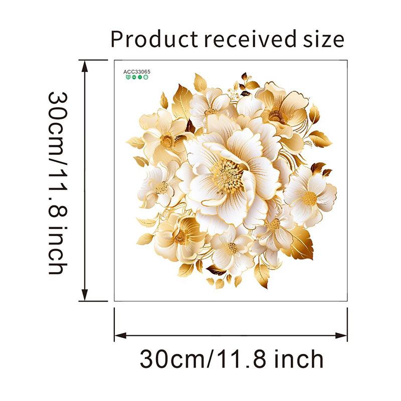 Bathroom Toilet Stickers Modern Minimalist Golden Flowers Pattern Self-adhesive Paintings For Bathroom Living Decorations