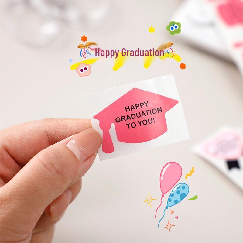 PhD Graduation Cap Blessing Sticker for Student Gifts, Bouquets, and Packaging