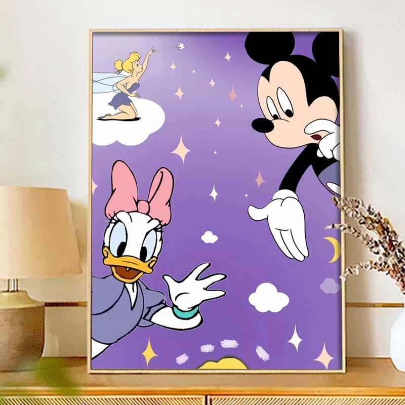 Disney Diamond Painting Kit, 5D Mickey Daisy Tinkerbell Wall Decoration Art Gift for Living Room, Bedroom, Study Room.