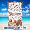 Dog Theme Beach Towel Personalized Custom Name & Text Soft Quick Dry Beach Towel for Swimming Travel