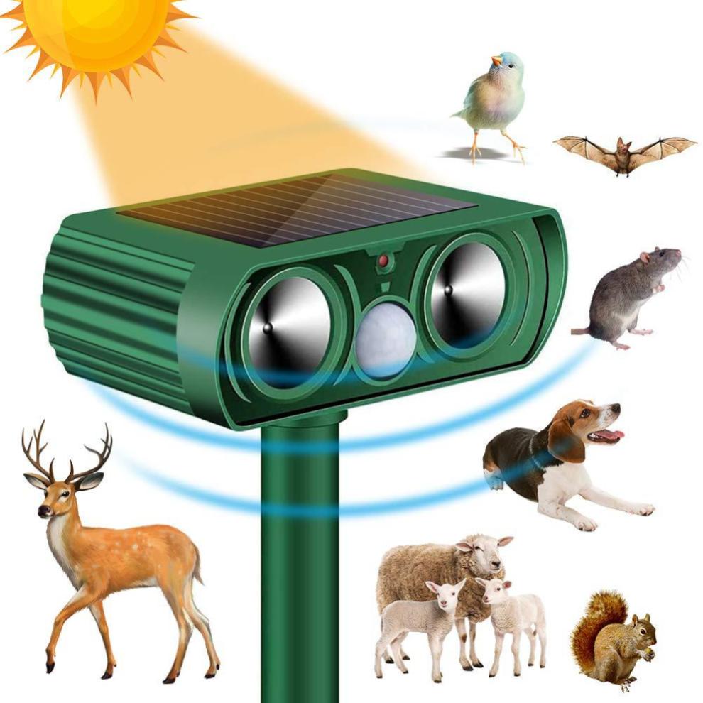 Humaner Tiervertreiber für Gartensicherheit, Bewegungsmelder-aktivierter Ultraschall-Tiervertreiber mit Solarladung, Outdoor-Tiervertreiber mit