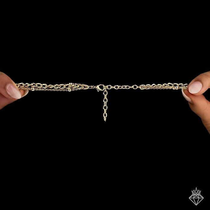 Collar de Triple Capa Anti-Deslustre para Mujer con Perlas sin Cortar | Joyería Tradicional para Mujeres y Niñas