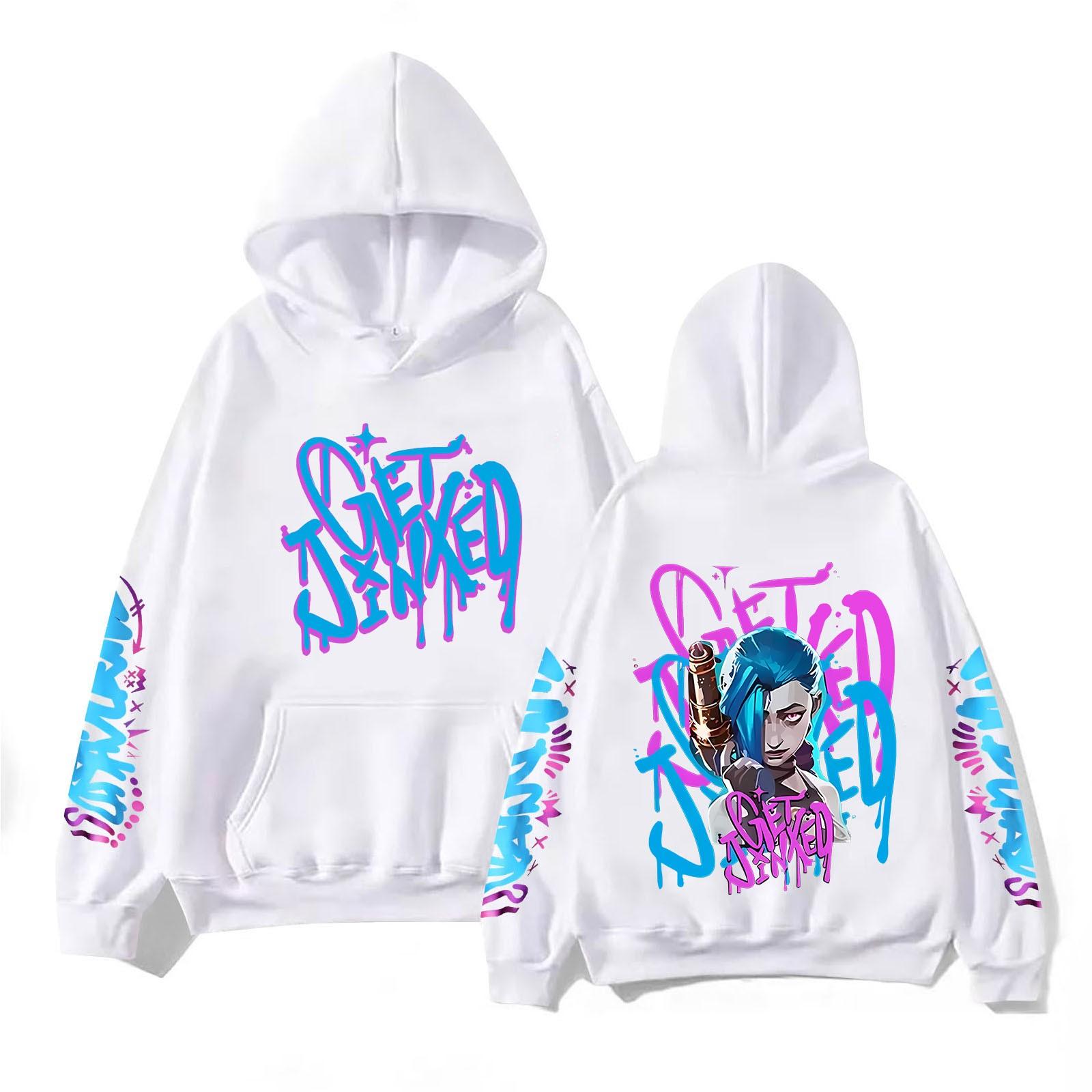 

Женская мода O-образный вырез с длинным рукавом и принтом, толстовка с капюшоном S белый