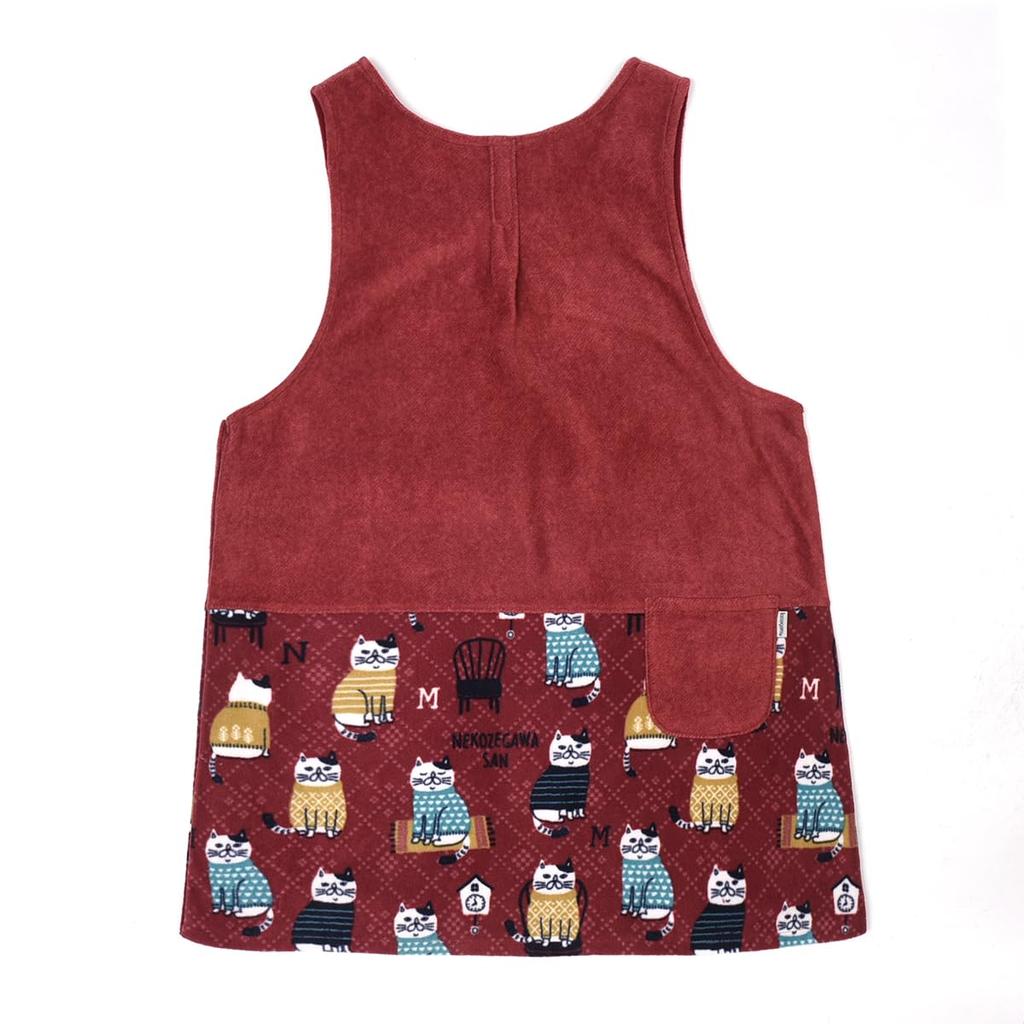 Fleece Fleece Side Button [Kusuguru Japan] Apron, Apron, Red, M-L