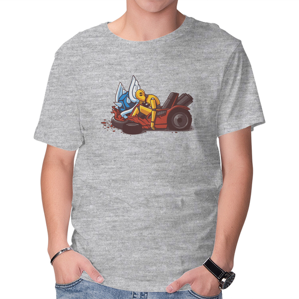 Unisex Crew Neck T-Shirt Kart Crash Graphic Short Sleeve Casual Tee XXXXL