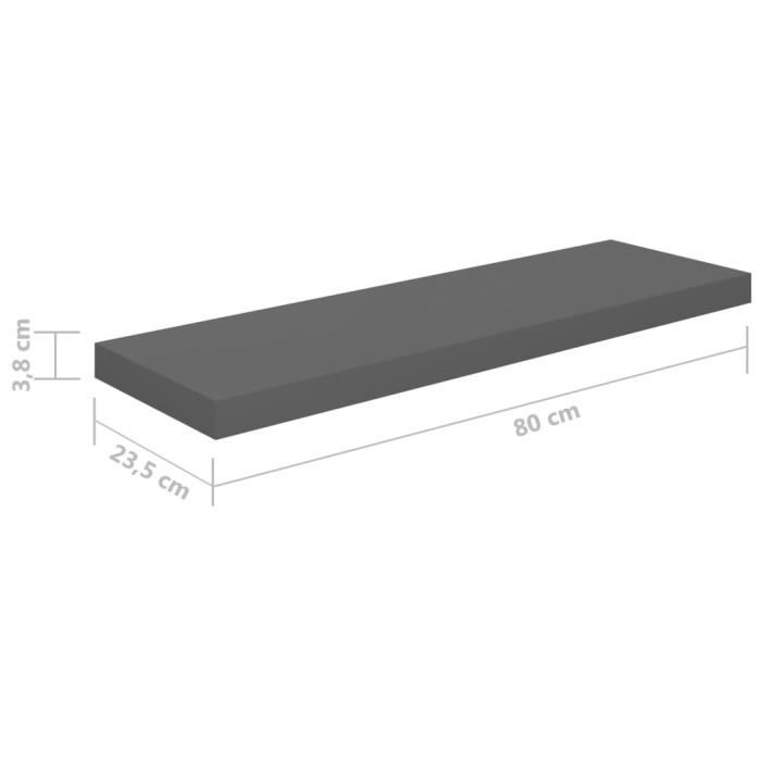 VidaXL Floating Wall Shelf 4 Pcs Glossy Grey 80x23.5x3.8 Cm MDF