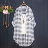 Design Sense Niche Loose Long-sleeved Plaid Shirt Summer 1116 New Korean Version Chiffon Sunscreen Shirt Thin Coat