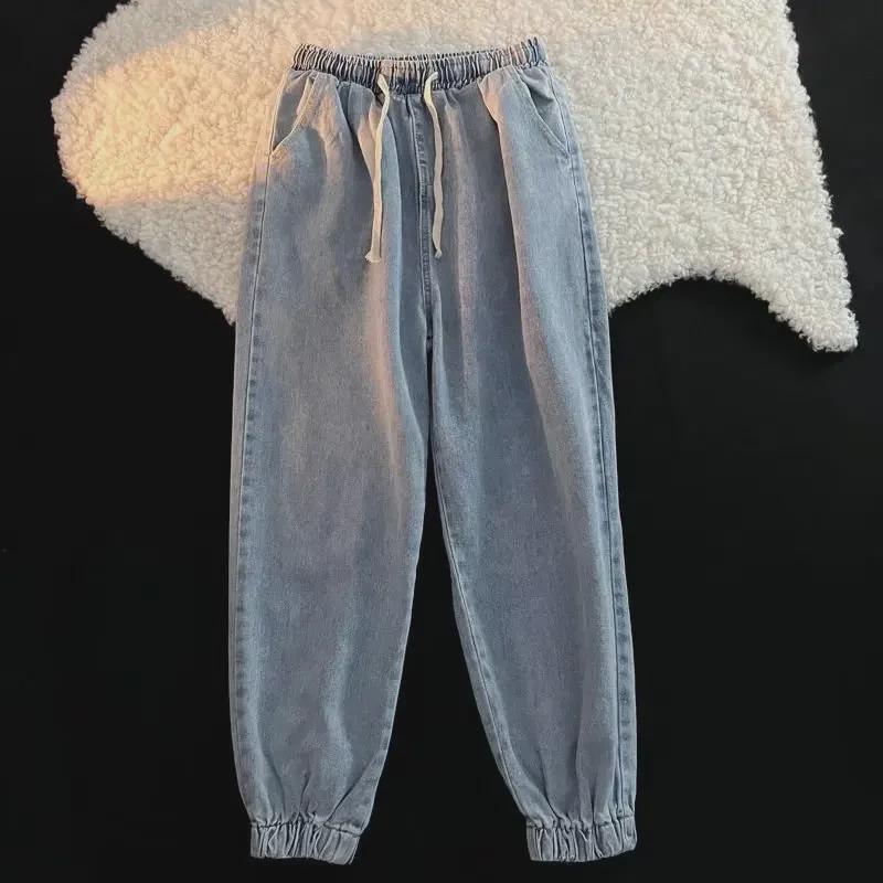 

Модные джинсы-шаровары с эластичным поясом для мальчиков — свободные, стильные, с манжетами в уличном стиле. XXXXL синий