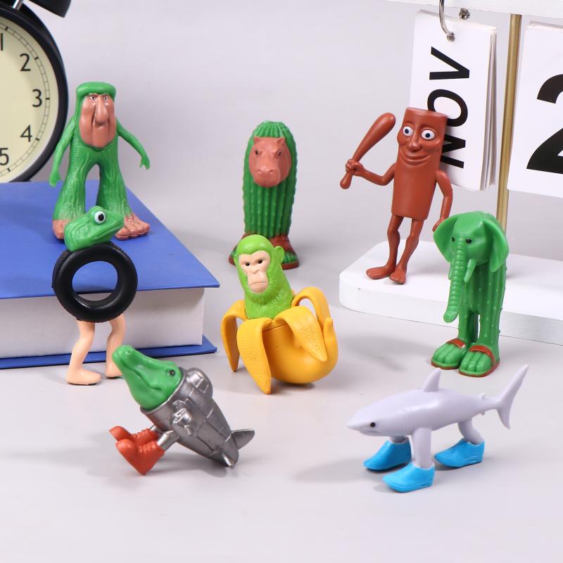 

8 шт. Итальянский маразм Аниме Экшн-фигурки Тунг Тунг Тунг Сахур Украшения Фигурка Смешной Мем ПВХ Игрушка Модель Домашний Декор Детский Подарок