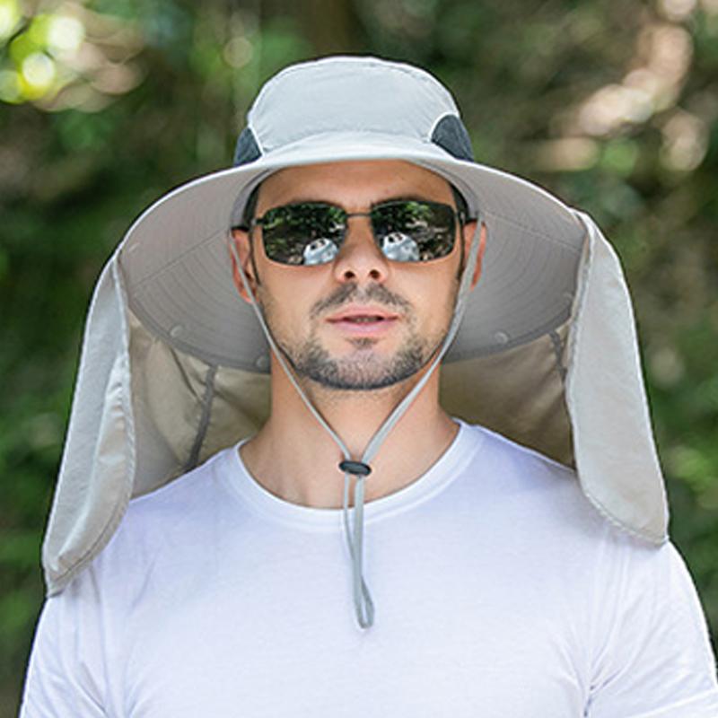 Hat Waterproof Shawl Men Bucket Hat With Shawl 10CM Large Brim Sun