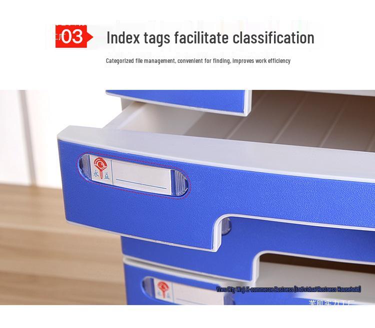4-Drawer Lockable Plastic Office File Cabinet, Thickened Storage Box