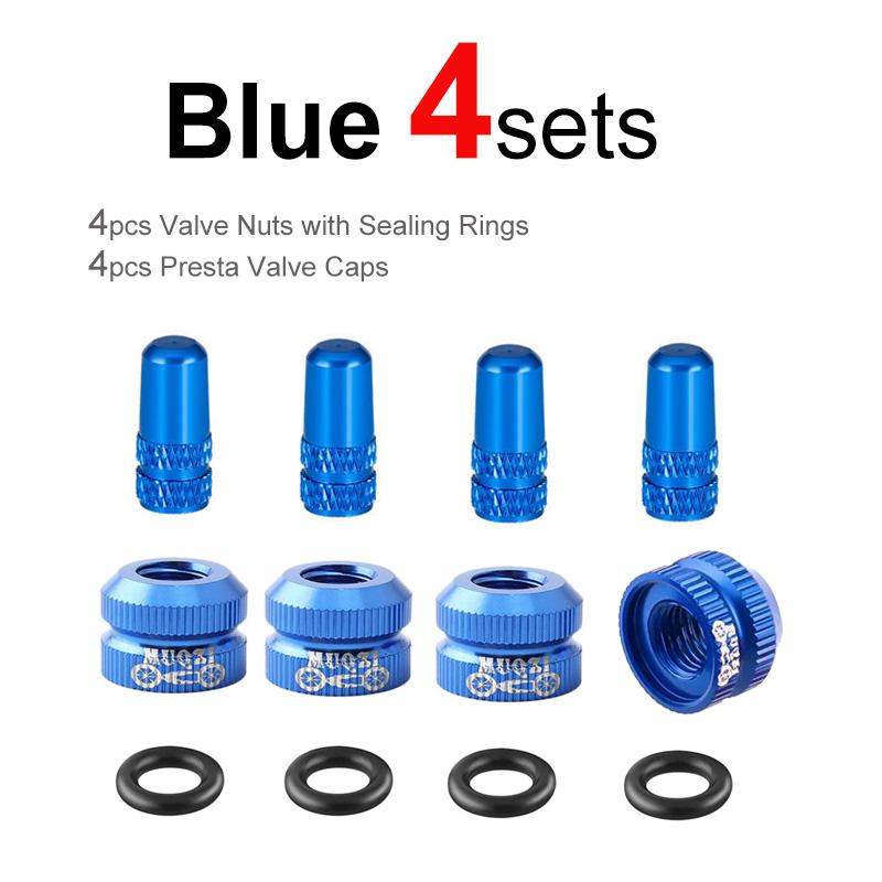 2~8sets Bicycle Tire Valve Nut with Presta Valve Cap Set MTB Road Bike Tubeless Presta Valve Protection Screw and Cover