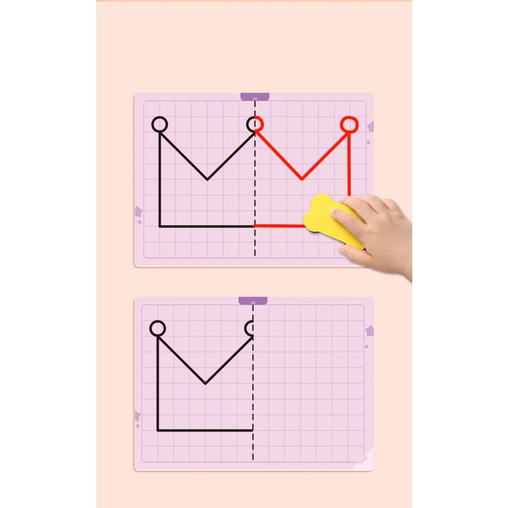 20 Pages Kids Lattice Symmetrical Drawing Toys Concentration Fine Motor Skill Pen Control Training Erasable Painting Cards