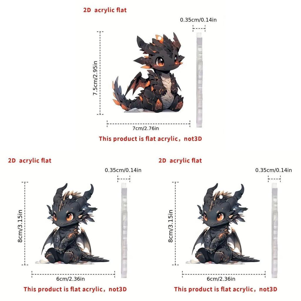 Acrylic Black Dragon Cartoon Car Charm Pendant For Stylish Vehicle Decoration