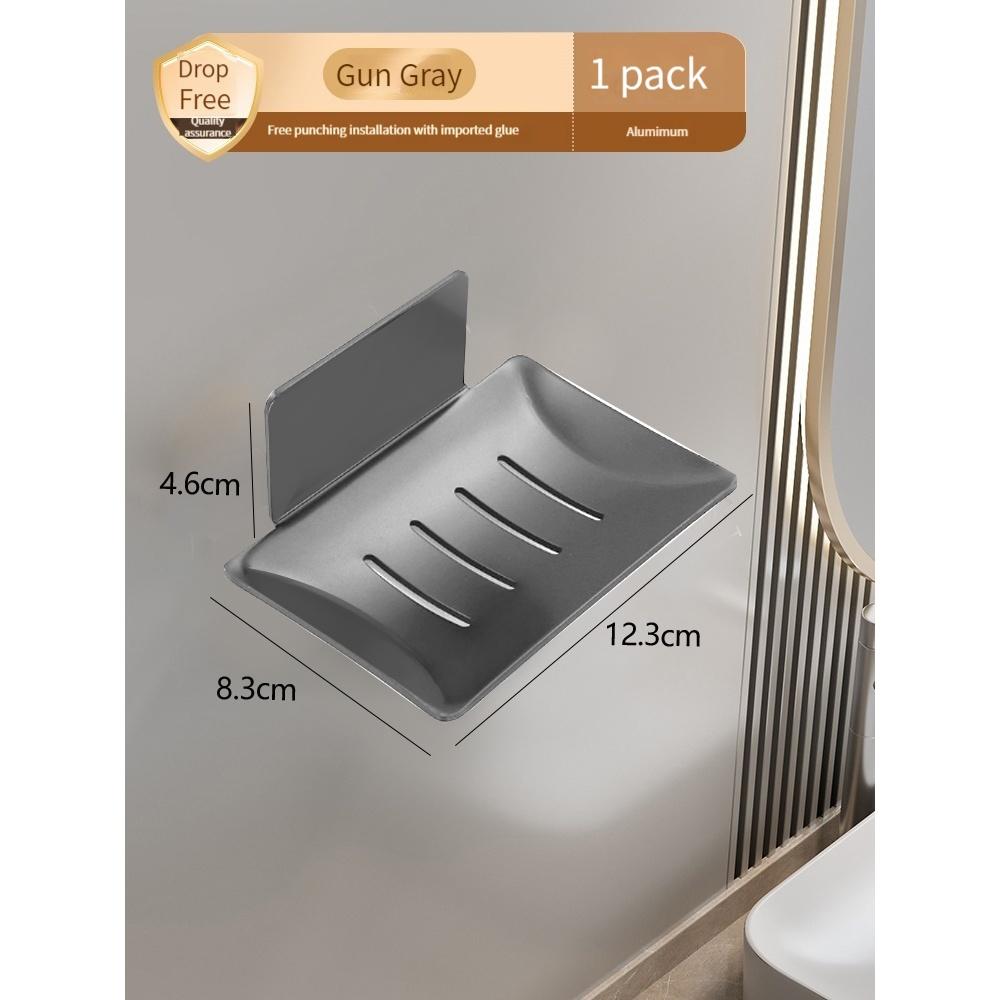 No Need For Drilling Aluminum Alloy Soap Holder Bathroom Soap Dish With Drain Water Wall Mounted Soap Box Bathroom Accessories