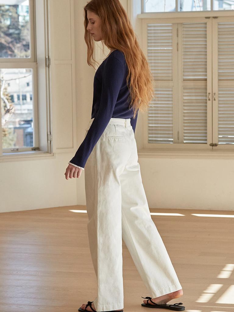 BEMUSE MANSION Pocket Point Cotton Pants - Off White