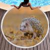 Cute Hedgehog Print Round Beach Towel, Absorbent Quick Dry Soft Sand Free Towel for Bathroom Pool Surf Travel Outdoor Meditation