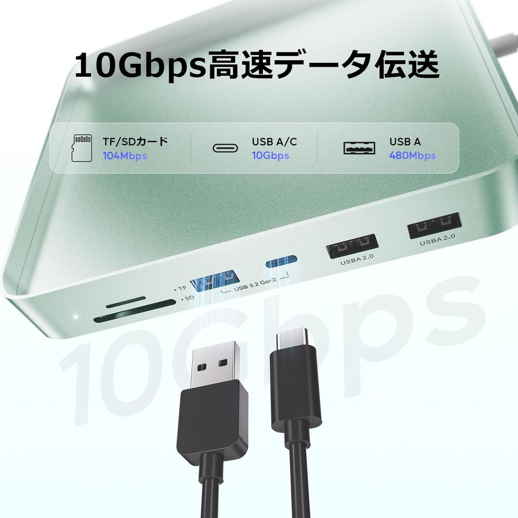 PULWTOP 7 in 1 USB C Hub for iMac 24 inch iMac Accessories USB Hub with NVMe SSD Slot Not 1 x Gen 1 x Gen 2 x Card Reader Green 2021/2023 M1/M3 M.2