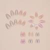 24/30PCS Reusable 3D Effect False Nail Pink Bow Glitter Fake Nail Full Cover Green Ripple Press on Nails for Women Girl