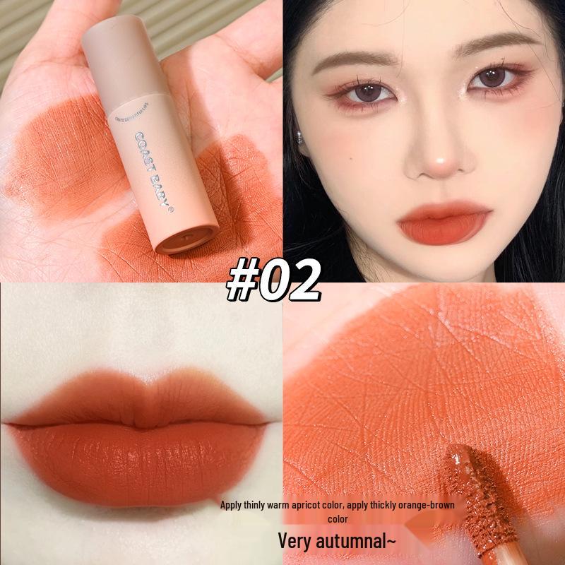 COAST BABY Velvet Lip Mud: Korean Style Pink Matte Finish Nude Lipstick for Students