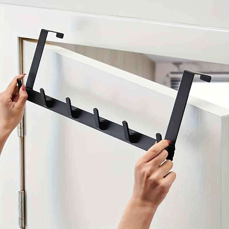1pc Fashion Over the Door Hook Rack - 5 Hooks, Wall Mount, No Punch, Multi-Purpose Hanging Organizer for Coats, Hats, Towels In Bathroom