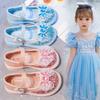 Children Leather Shoes Lace Bows Glitter Sequins Kids Flat Shoes Round Toes 2025 New Fashion Girls Princess Shoes Hook&loop